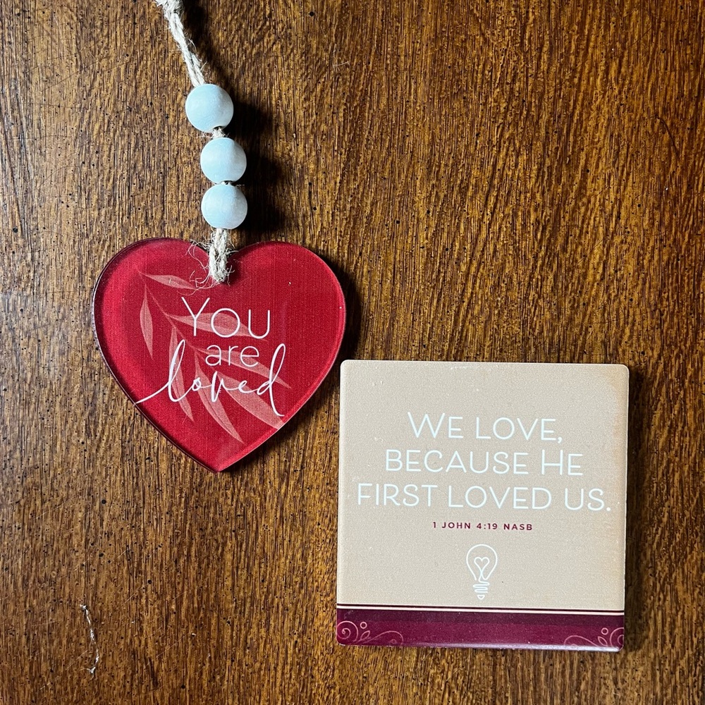 NWT Love Ornament and Coaster Plaque